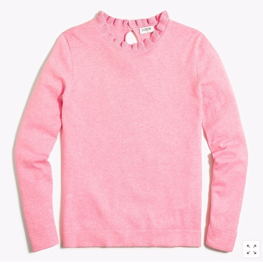 J. Crew Factory Ruffle Neck Crew Neck Sweater Soft Azalea Pink New with tags XL - Picture 2 of 6